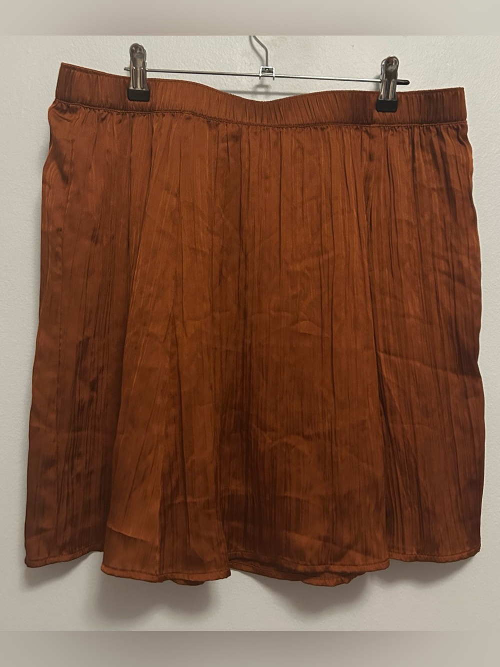 LOFT Rust Orange Pleated Gauzy Crinkle Mini Skirt